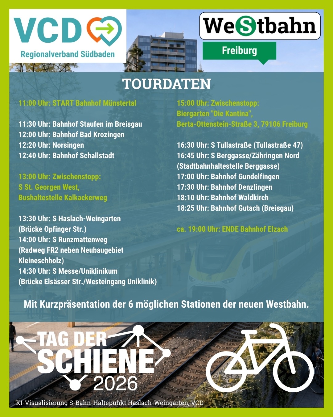 Westbahn VCD BW Baden-Württemberg Freiburg Exkursion Verband Radtour ÖPNV Mobilität Tourdaten